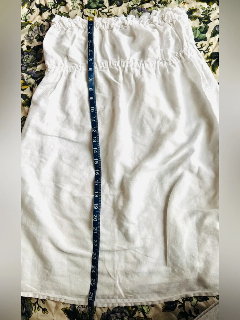 J. Crew White ruffled strapless mini dress